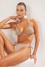 Bronze WOVCOR Bronze Triangle Bikini Set with Bead Detail and Tie Side Bottom, Image 1 of 4