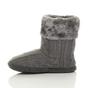 Grey AJVANI Grey Knitted Glitter Ankle Boot Slippers, Image 2 of 5