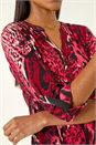 Red Animal Puff Print Stretch Shirt, Image 5 of 5