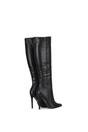 Black 'Nora' Pointed Toe Zip Up Knee High Stiletto Heel Long Boots, Image 3 of 5