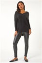 Black Relaxed Sparkly V-Neck Knitted Jumper, Image 2 of 5