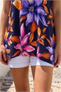 Navy  Floral Print Hanky Hem Tunic Top, Image 4 of 4