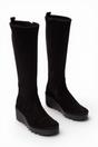 Charcoal Womens Leather High Wedge Boots-BUDI603, Image 2 of 5