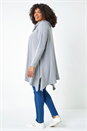 Grey Curve Cowl Neck Relaxed Stretch Tunic Top, Image 3 of 5
