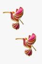 Gold Sterling Silver Pink Hummingbird Studs, Image 3 of 3