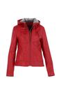 Red 'Malmo' Two-In-One Detachable Hood Leather Jacket, Image 3 of 6