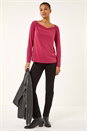 Burgundy Cowl Neck Premium Stretch Top, Image 1 of 5