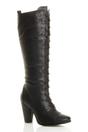 Black High Heel Lace Up Victorian Style Knee High Boots, Image 1 of 6