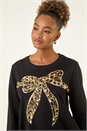 Black Sequin Animal Bow Knit Jumper, Image 4 of 5