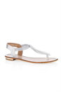 Silver Sparkle Leaf Thong Sandals, Image 4 of 5