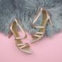 Light Pink AJVANI Light Pink Mid Heel Crossed Straps Wedding Bridal Sandals, Image 4 of 6