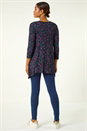 Purple Ditsy Floral Stretch Tunic Top, Image 3 of 5