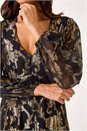 Black Shimmer Jacquard Midi Dress, Image 5 of 6