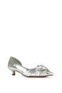 Silver XY LONDON Silver 'Freya' Pointed Toe Kitten Low Heel Classic Bridal Shoe Pumps, Image 2 of 6