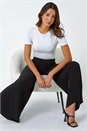 Black Super Wide Leg Stretch Trouser, Image 1 of 5