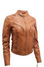 Brown Slim-Fit Leather Biker Jacket-Tulsa, Image 3 of 5