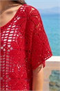 Red Floral Crochet Knit Top, Image 4 of 4