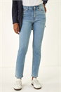 Blue Slim Leg Stretch Mom Jeans, Image 4 of 5