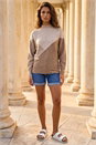 Beige Colour Block Soft Knit Jumper, Image 2 of 4