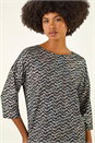 Silver Metallic Print Stretch Top, Image 1 of 5