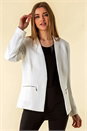 Ivory  Zip Detail Pleat Jacket, Image 1 of 4