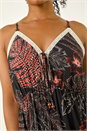 Black Petite Abstract Leaf Crochet Trim Dress, Image 5 of 5