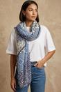 Blue Mixed Print Lightweight Cotton Scarf, Image 1 of 4