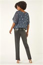 Grey Foil Print Bubble Hem Top, Image 3 of 5
