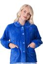 Blue Camille Lingerie Blue Supersoft Button Front Embossed Bed Jacket, Image 1 of 5
