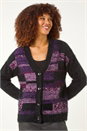 Purple Colour Block Fluffy Knit Jumper, Image 1 of 5