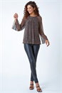Bronze Plisse Overlay Wide Sleeve Top, Image 6 of 6