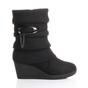 Black AJVANI Black Mid Wedge Heel Slouch Ankle Boots, Image 1 of 6