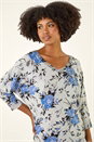 Grey Embellished Floral V-Neck Jumper, Image 4 of 5