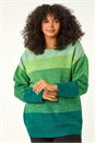 Green Curve Ombre Stripe Knit Jumper, Image 4 of 5