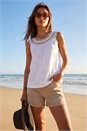Ivory Crochet Trim Vest Top, Image 1 of 4