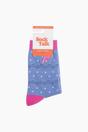 Blue Embroidered Conch Shell Combed Cotton Socks, Image 4 of 4