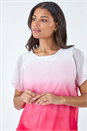 Coral Ombre Chiffon Overlay Blouson Top, Image 4 of 5