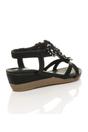 Black Mid Wedge Diamante T-Bar Slingback Sandals, Image 4 of 6