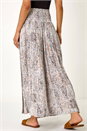 Black Animal Shirred Palazzo Stretch Trouser, Image 3 of 5