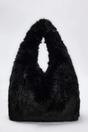 Black WOVCOR Black Faux Fur Slouchy Grab Bag, Image 1 of 3