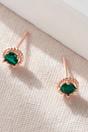 Green Rose Gold Round Emerald Green CZ Studs, Image 1 of 2