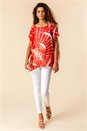 Red Cold Shoulder Tie Dye Print Top , Image 3 of 4