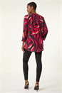 Red Abstract Cut Away Neck Top, Image 3 of 5