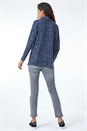 Midnight Blue Roll Neck Button Detail Tunic Top, Image 3 of 5