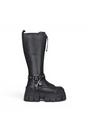 Black Womens High Goth Biker Boots -Gospher Hi, Image 1 of 7