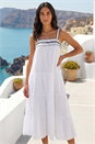 White Ric Rac Trim Midi Dress, Image 1 of 4
