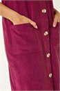 Wine Corduroy Pinafore Midi Dress, Image 6 of 6