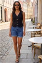 Black Rose Button Knitted Waist Coat, Image 1 of 4