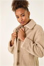 Natural  Collared Borg Fleece Jacket, Image 4 of 5