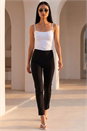 Black Petite Full Length Elastic Waist Trousers , Image 1 of 4